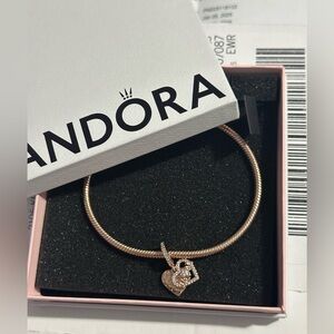 Pandora Moments Bracelet and Heart&Mum Dangle Charm in Rose Gold Plated 8.3in